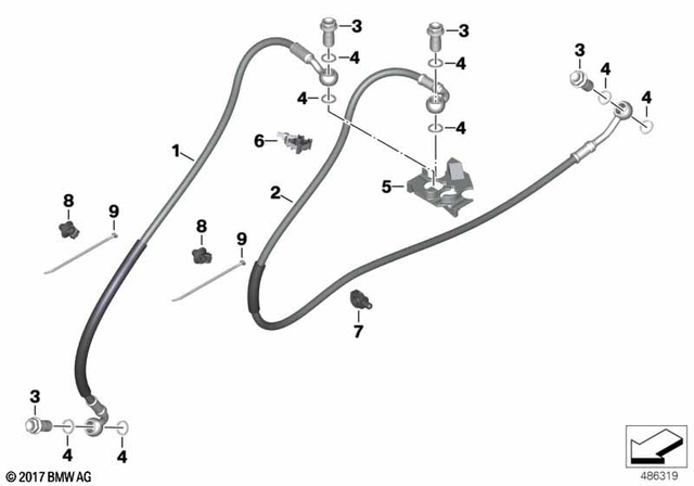 34328562039 - Brakes: Brake Hose For Control Circuit, Rear for BMW-Motorrad Image