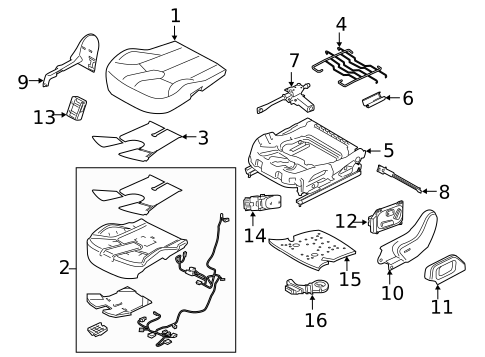 Passenger Seat Components for 2012 Land Rover Range Rover Evoque #3