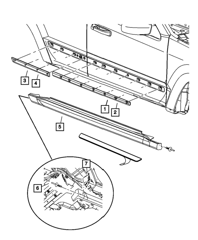 55156849AE - Exterior Ornamentation: Front Door Molding, Left for Mopar Image image