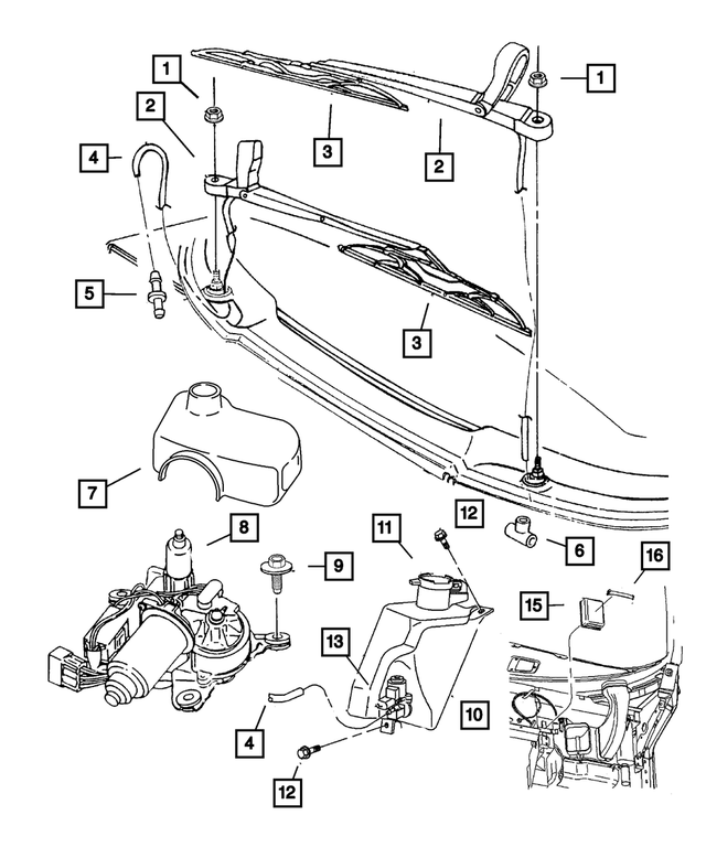 HWV00532 - Wiper/Lock Cylinder and Keys: Washer And Vacuum Hose for Mopar Image