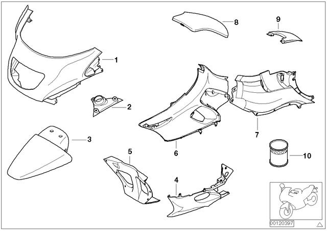 46632347452 - Body Equipment: Spoiler Right - Weiss-alu for BMW-Motorrad Image