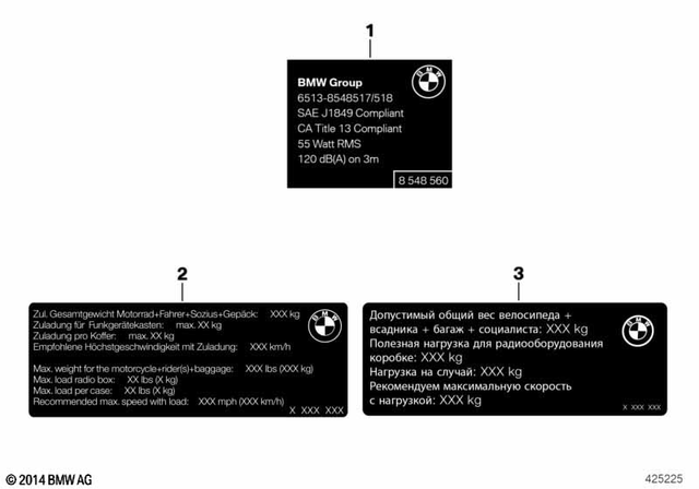 71248548560 - Parts and Accessories for Engine / Chassis: Label for Siren - Usa for BMW-Motorrad Image