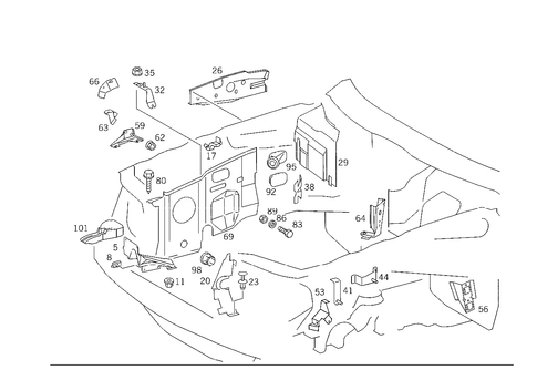 Engine Compartment Partition Panel, Wheelhouse Attachment Parts for 1988 Mercedes-Benz 300E #2