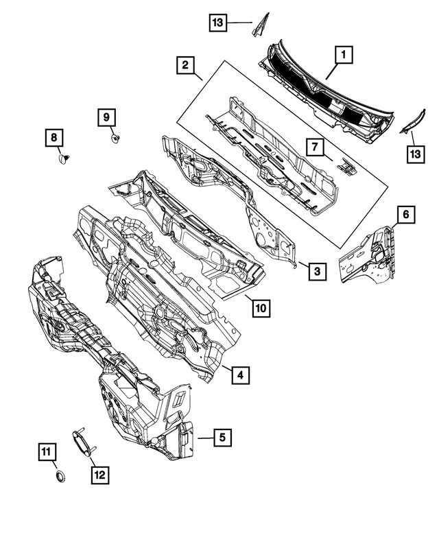 68362458AC - Body Sheet Metal Except Doors: Cowl Top Panel for Mopar Image