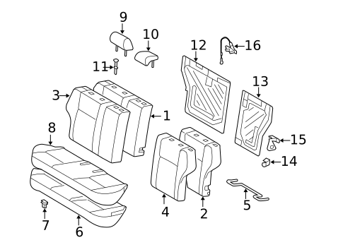 Rear Seat Components for 2011 Toyota Corolla #1