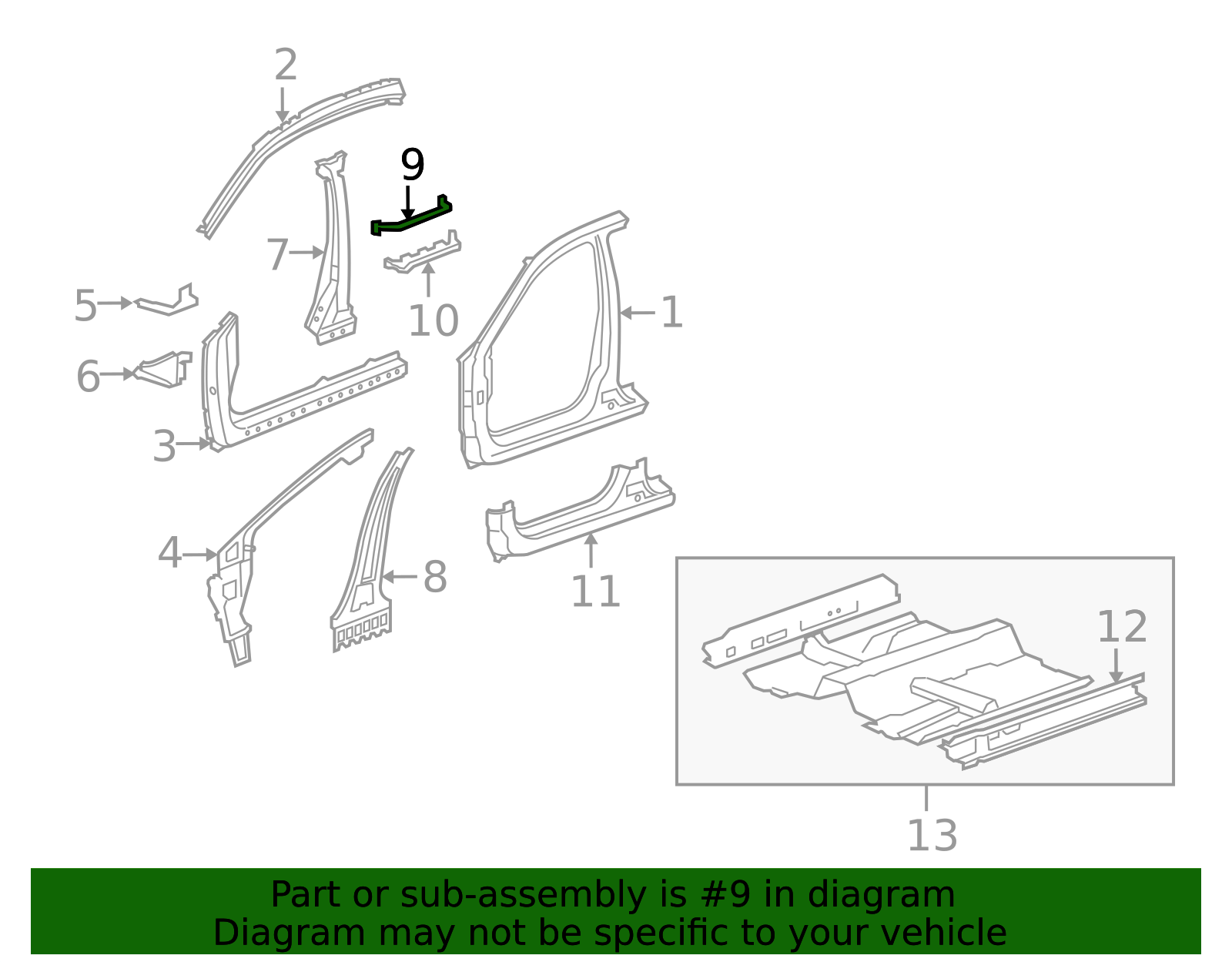 63217 2009-2014 Acura TSX Body B-Pillar Baffle Plate 63217-TL0-G01 | OEM ...