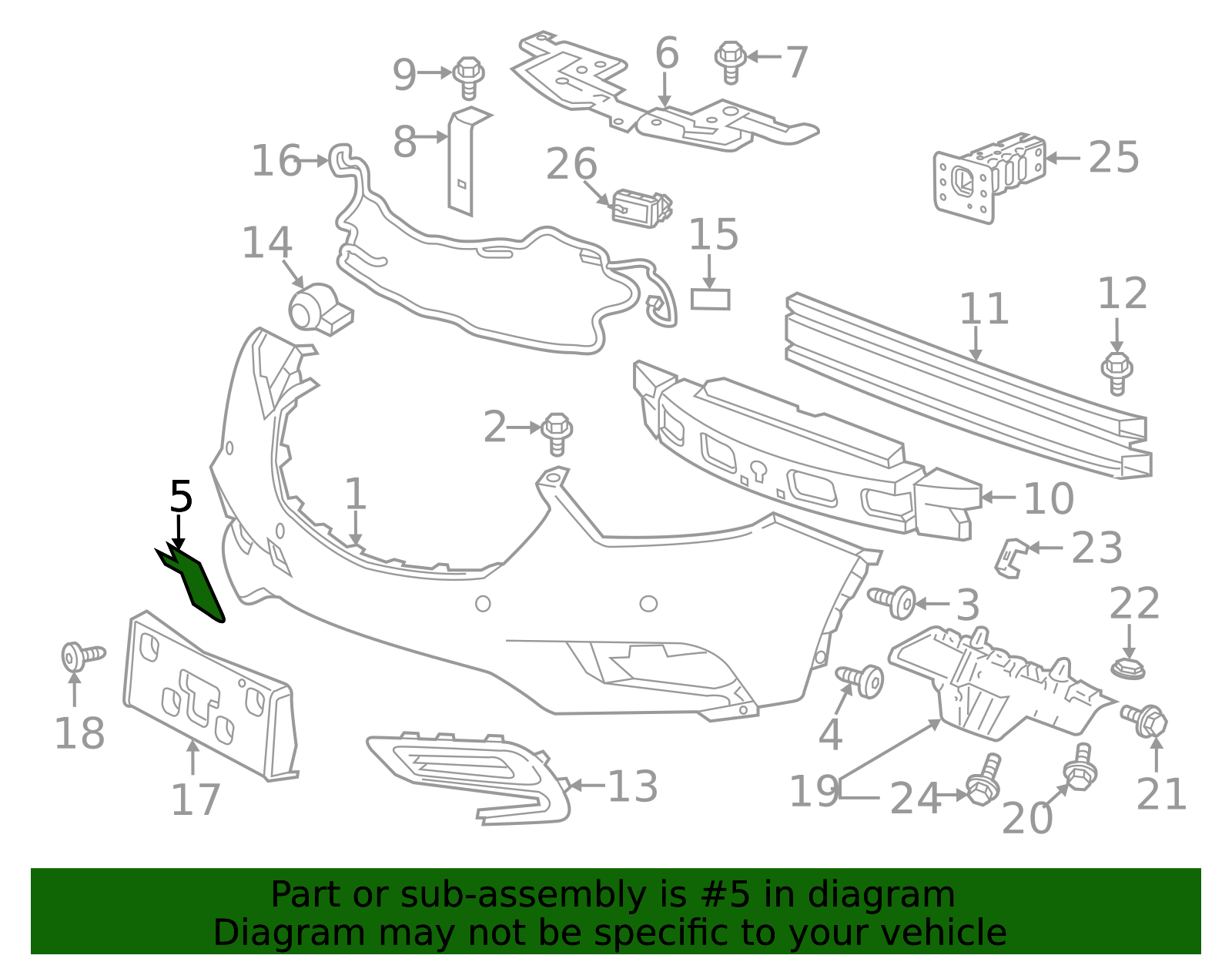 2017-2022 Buick Encore Primed Front Bumper Fascia Tow Eye Access Hole ...