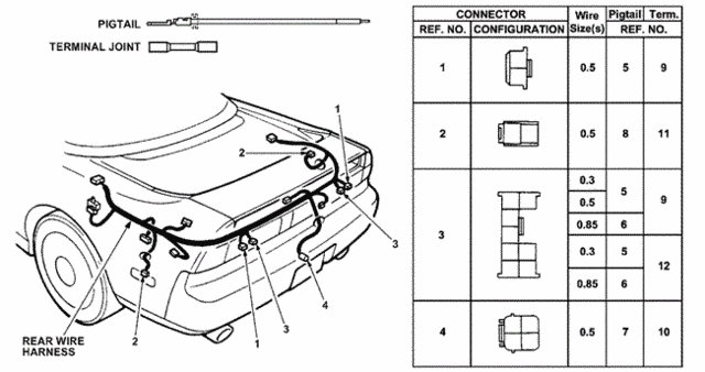 Electrical Connectors (RR.) for 1992 Acura NSX #0