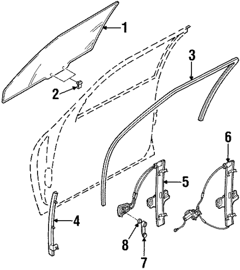 Glass - Front Door for 2001 Kia Sephia #0