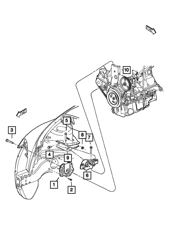 4668865AC - 2.4L Gas; Engine: Torque Reaction Bracket for Mopar Image