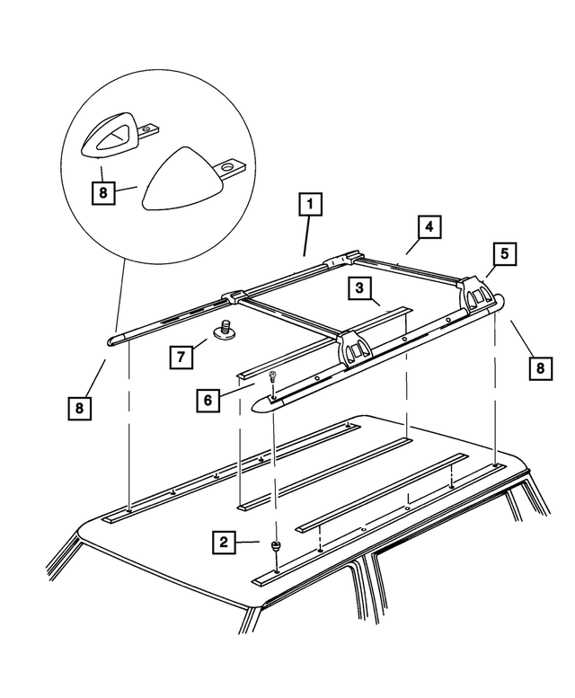 « 55075106AC – Body Sheet Metal Except Doors : Galerie De Toit Baguette De Protection pour Mopar Image »
