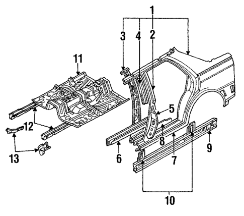 Center Pillar & Rocker for 1991 Mazda 929 #0