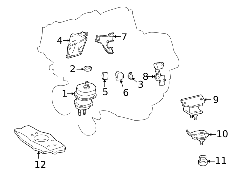 Engine & Trans Mounting for 2008 Lexus LS600h #0