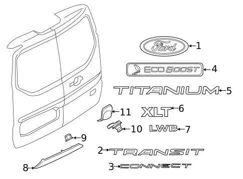 Exterior Trim - Back Door for 2014 Ford Transit Connect #0
