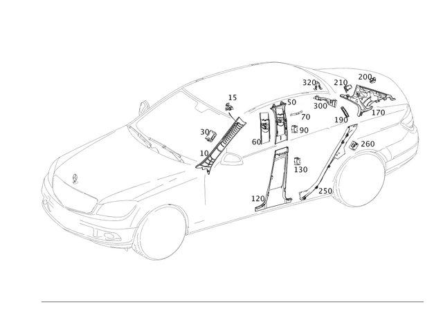 2046904926 - Trim and Lining: Trim, a-Pillar for Mercedes-Benz: C250, C300, C350 Image image