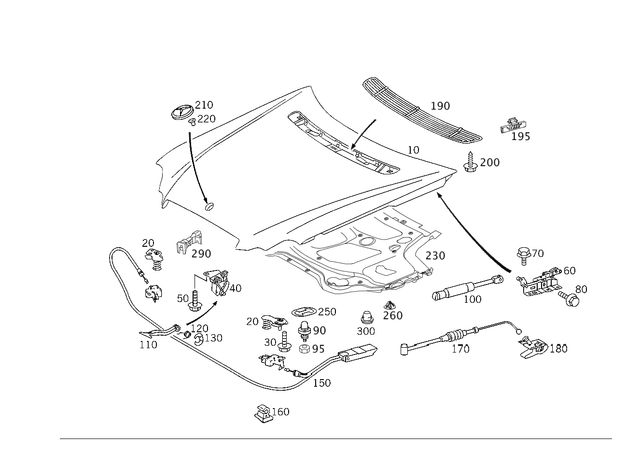 2036820226 - Attachment Parts: Dampening, Hood for Mercedes-Benz Image image
