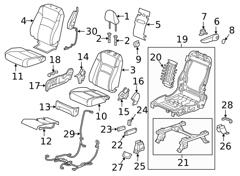 Passenger Seat Components for 2019 Honda Ridgeline #0