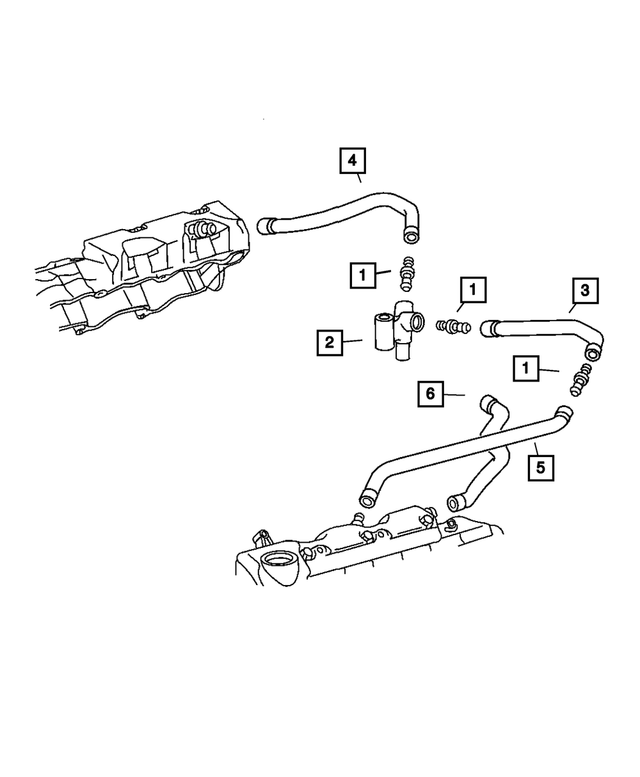 5097790AA - 3.2L Gas; Engine: Crankcase Vent Hose, Left, Small for Mopar Image image