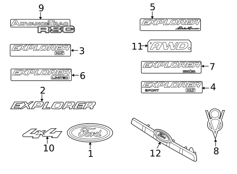 Exterior Trim - Lift Gate for 2008 Ford Explorer #0