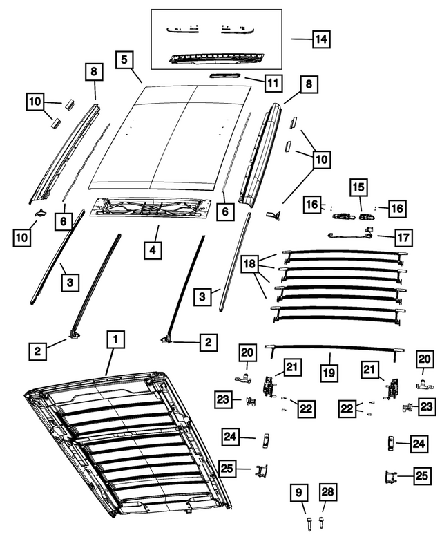 68371795AC - Body Sheet Metal Except Doors: Convertible Top Frame Assembly for Mopar Image