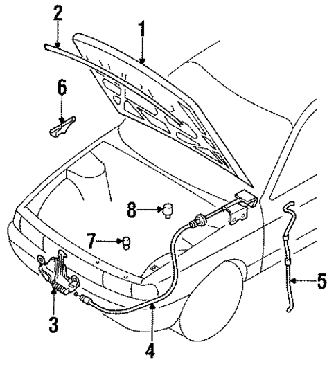 Hood & Components for 1993 Nissan NX #0