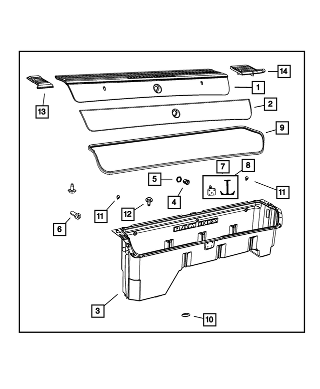 68146640AB - Body Sheet Metal Except Doors: Storage Bin Door, Right for Mopar Image