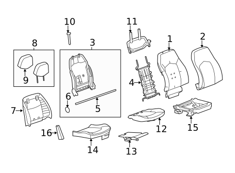 Passenger Seat Components for 2011 Cadillac CTS #4