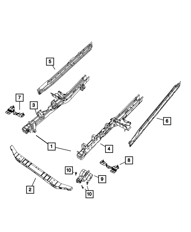 55360168AA - Frame, Bumper, and Fascia: Frame Rail Bracket for Mopar Image