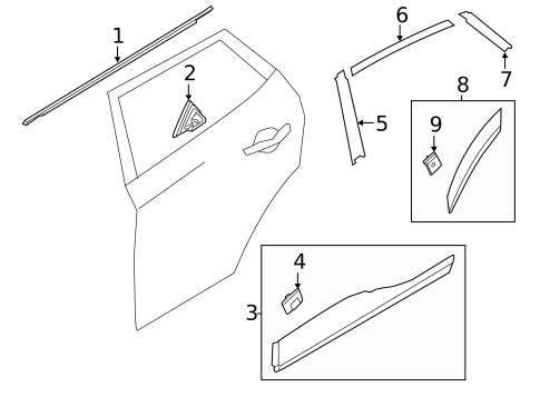 Exterior Trim - Rear Door for 2021 Hyundai Kona Electric #0