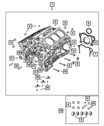6511682AA - Engine: Pipe Plug, Rear for Chrysler: 300, Pacifica, Voyager | Dodge: Challenger, Charger, Durango, Grand Caravan, Journey | Jeep: Gladiator, Grand Cherokee, Grand Cherokee L, Grand Cherokee WK, Wrangler, Wrangler JK | Ram: 1500, 1500 Classic, ProMaster 1500, ProMaster 2500, ProMaster 3500 Image