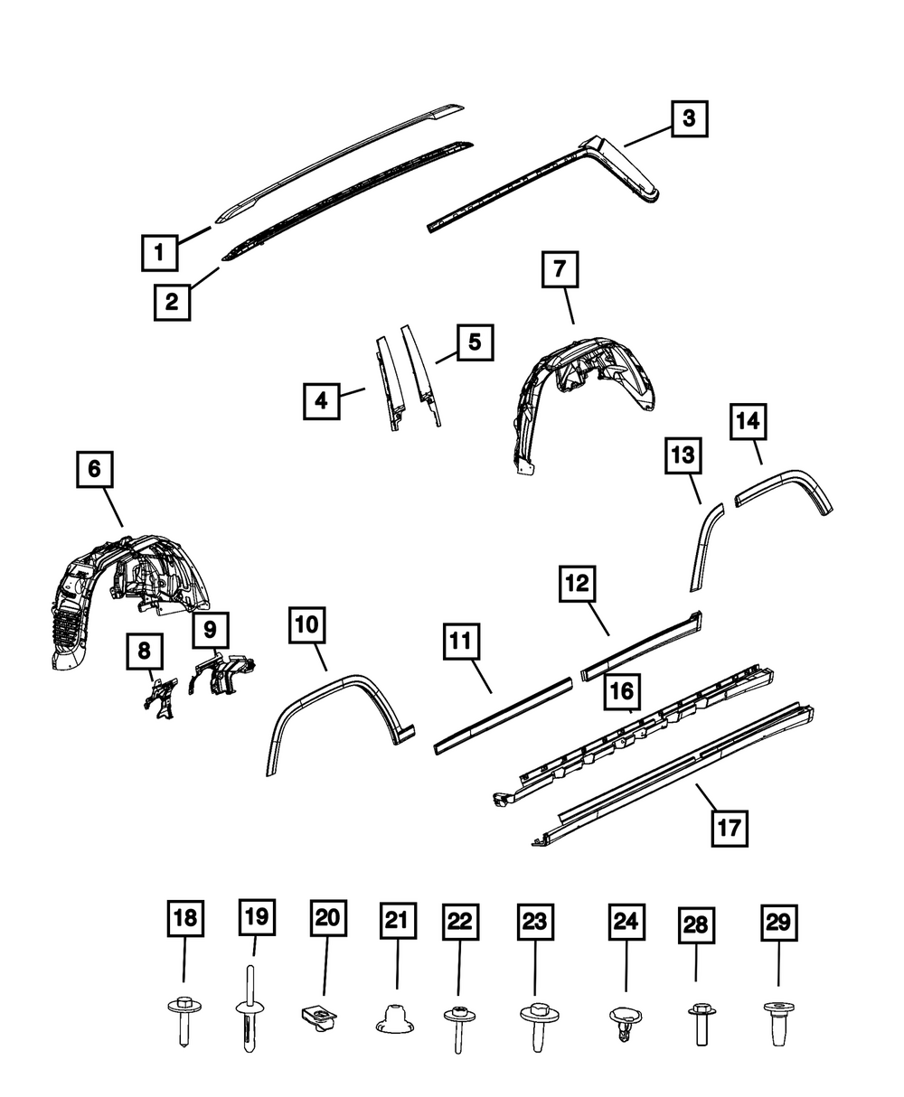 2021-2025 Jeep Front Door Molding, Left 6PZ89GXHAB | My Mopar Parts