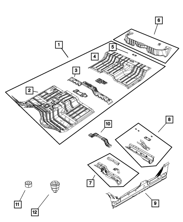« 55275553AD – Body Sheet Metal Except Doors : Plancher Arrière Panneau pour Mopar Image »