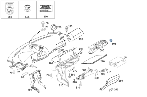 Instrument Panel and Gloves Compartment Box with Passenger Air Bag for 2007 Mercedes-Benz E320 #0