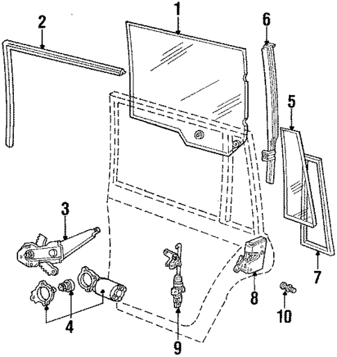 Glass - Rear Door for 1986 Mercury Marquis #1