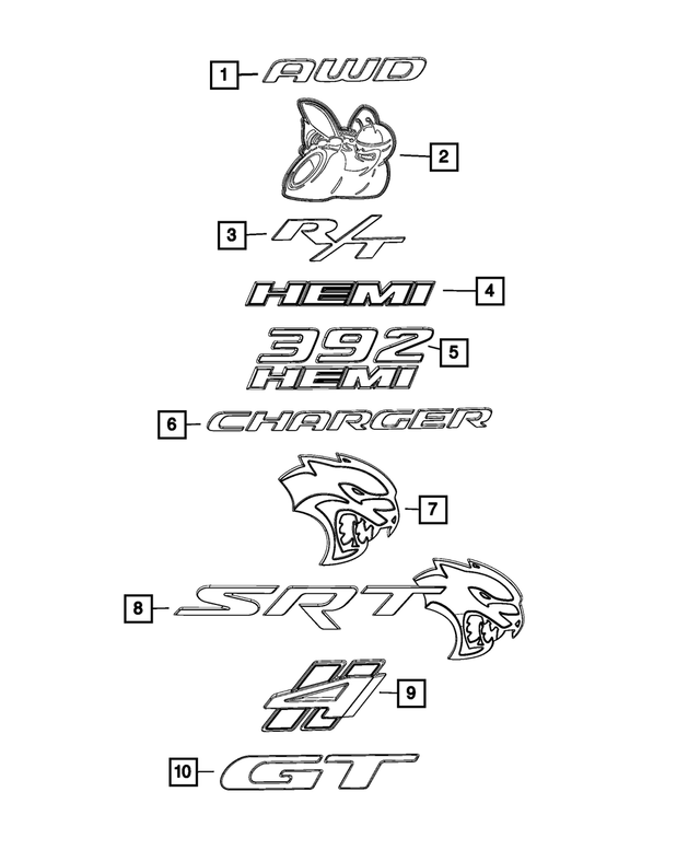 68430262AA - Exterior Ornamentation: Nameplate for Mopar Image