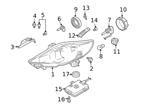 Headlamp Components for 2006 Mazda 5 #0