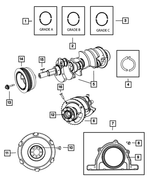 Crankshaft, Piston, Drive Plate, Flywheel, and Damper for 2011 Dodge Challenger #0