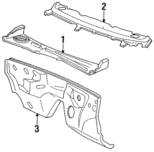 E9SZ6302018A - Body: Cowl Top Panel for Ford: Thunderbird | Mercury: Cougar Image