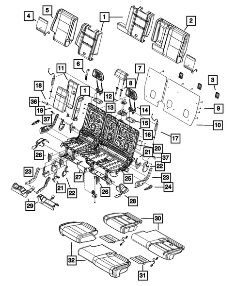 Rear Seats - Second Row for 2017 Jeep Grand Cherokee #3