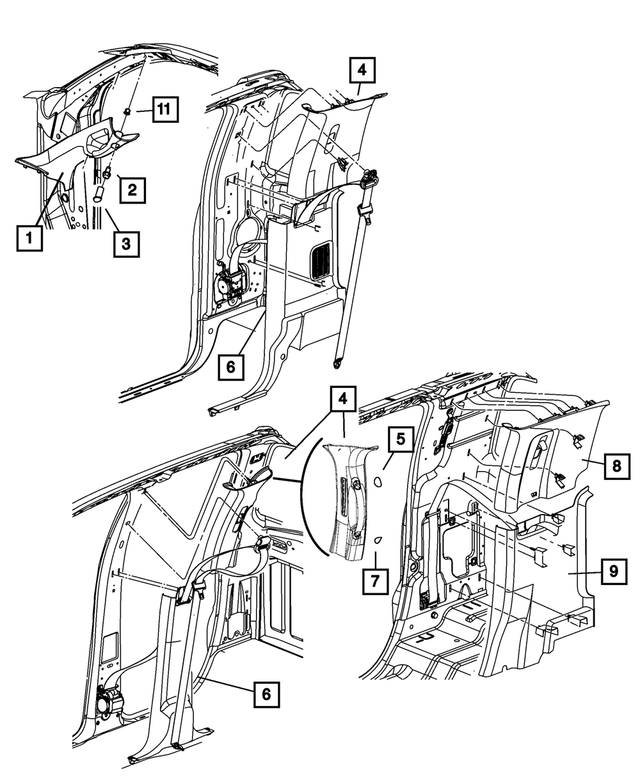5JZ25BD1AB - Interior Trim: B Pillar Upper Trim Panel, Left for Mopar Image image