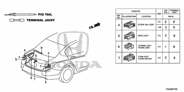 Electrical Connectors (RR.) for 2012 Honda Accord #0