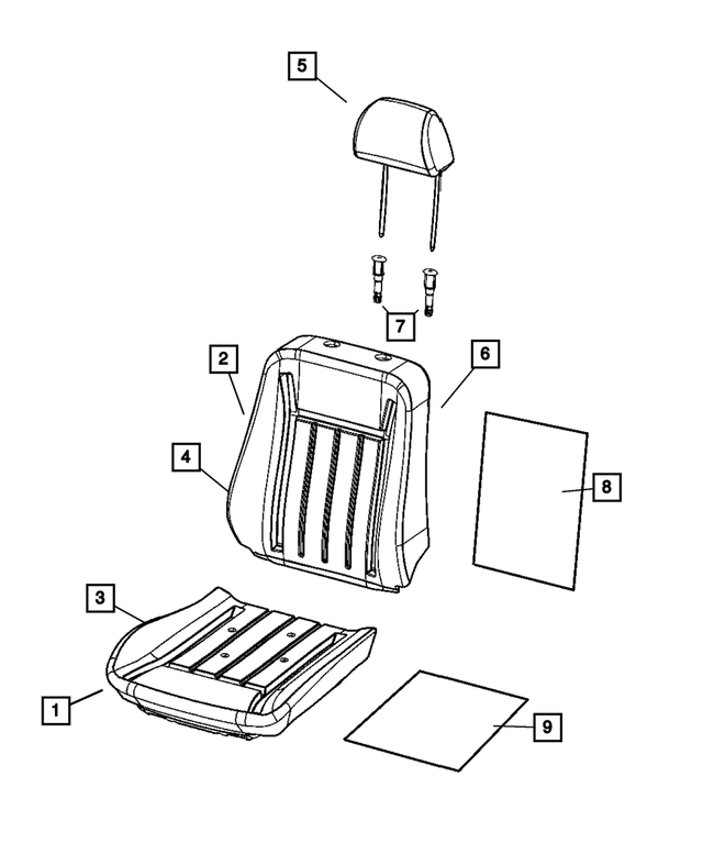 « 1FN551D5AA – Interior Trim : Coussin De Siège Avant Couvercle, Côtés Droit &amp; Gauche pour Mopar Image »