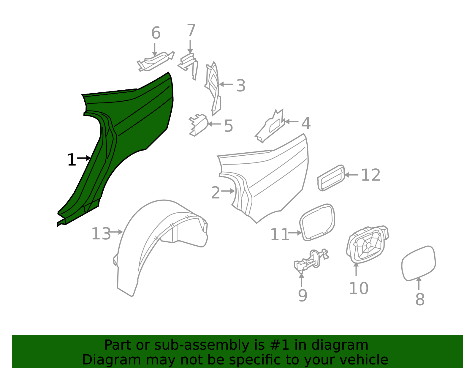 2007-2016 Volvo S80 Quarter Panel - Driver's Side (LH) 31349615 ...