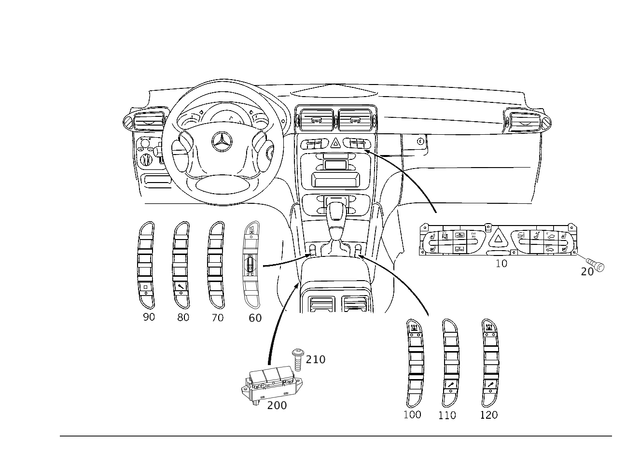 2038218951 - Electrical System: Switch for Mercedes-Benz: C240, C32 AMG Image image