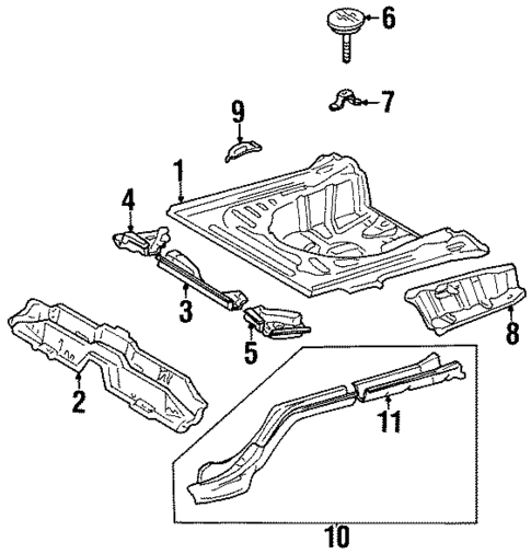 Rear Floor & Rails for 2000 Chevrolet Prizm #0