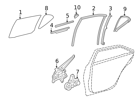 Glass - Rear Door for 2016 Lexus CT200h #0