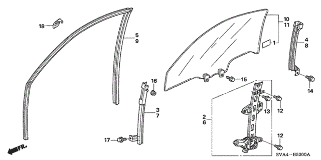 Door Window - Regulator for 2007 Honda Civic #0