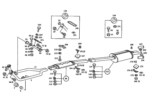 Exhaust System Used on Eight-Cylinder Gasoline Vehicles for 1984 Mercedes-Benz 380SL #1