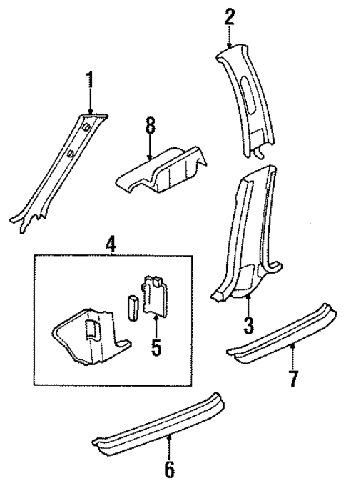 Interior Trim - Pillars for 1997 Mazda Protege #0