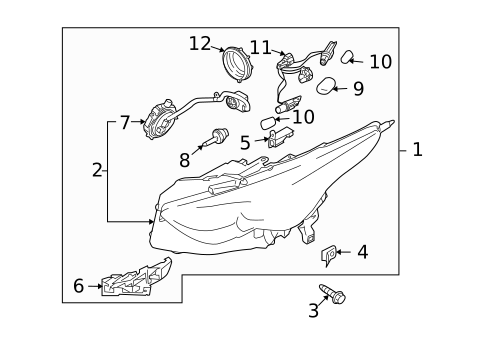 Headlamp Components for 2010 INFINITI FX50 #0